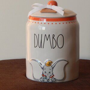 Ray Dunn Disney DUMBO White & Orange Hand Crafted Cookie Jar Canister w/ Lid NWT